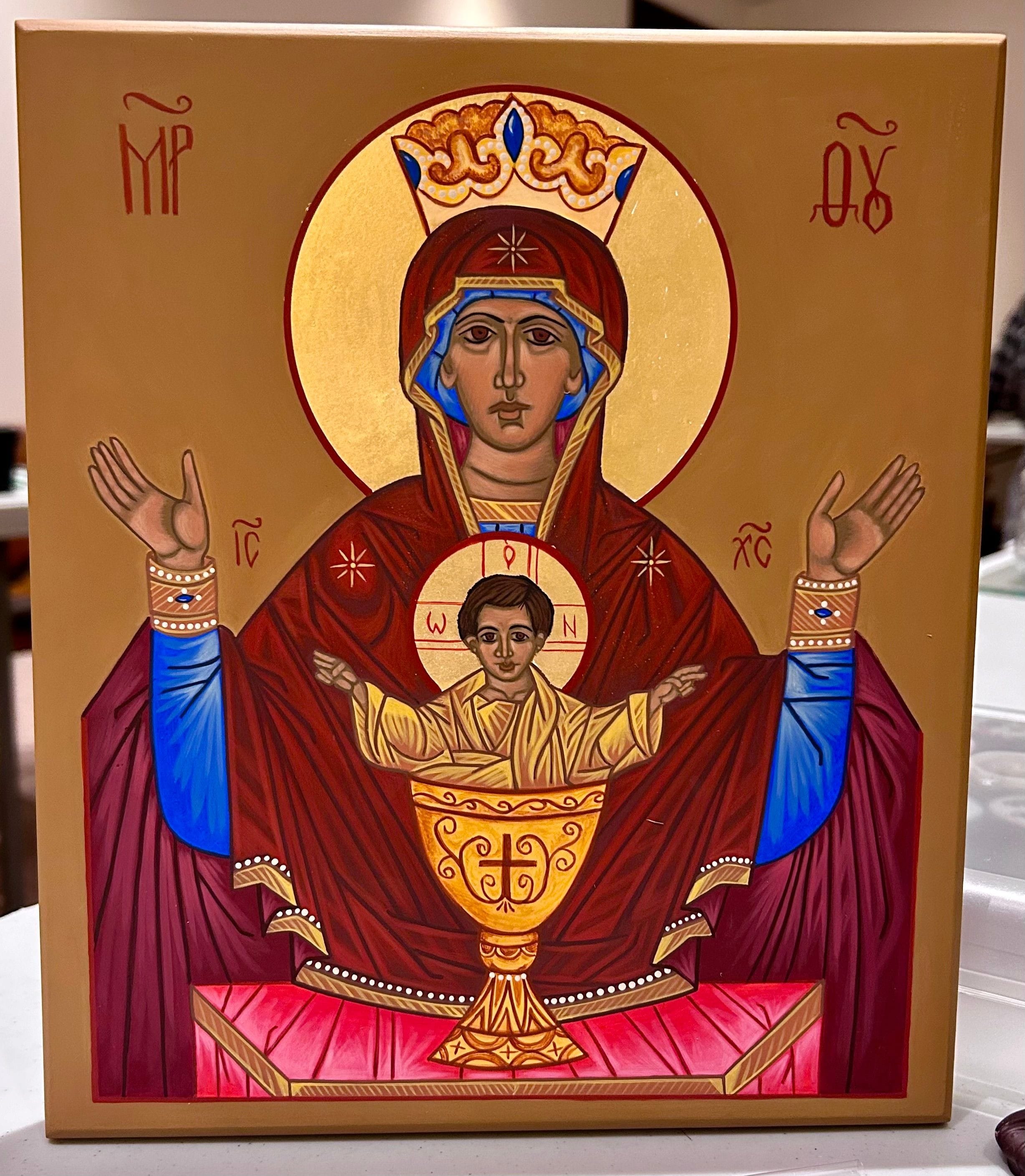 Russian origin,this icon reminds us of Jesus, the inexhaustible source of spiritual joy and consolation. Patronage - ailments of addiction, feast day - May 5